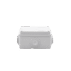 Caja de derivación de PVC Auto-extinguible con 6 entradas, tapa atornillada, 100x100x50 MM, (Medidas internas, mayor área permisible para e cable, Para exterior (IP55)