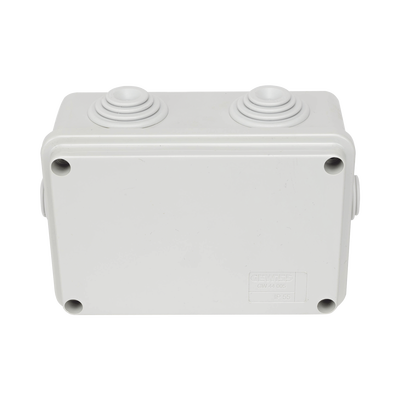 Caja de derivación de PVC Auto-extinguible con 6 entradas, tapa atornillada, 120 x 80 x 50 mm (4.74 x 3.15 x 1.97 in), Para Exterior (IP55)