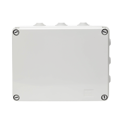 Caja de derivación de PVC Auto-extinguible con 12 entradas, tapa atornillada, 240x190x90 MM, Para Exterior (IP55)