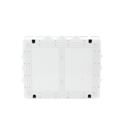 Caja de derivación de PVC Auto-extinguible con 12 entradas, tapa atornillada, 380x300x120 MM, Para Exterior (IP55)