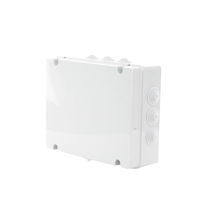Caja de derivación de PVC Auto-extinguible con 12 entradas, tapa atornillada, 380x300x120 MM, Para Exterior (IP55)