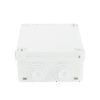 Caja de derivación de PVC Auto-extinguible con 6 entradas, tapa y tornillo de media vuelta de 1/4", 100x100x50 MM (Medidas internas, mayor área permisible para el cable, Para exterior (IP55)