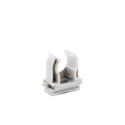 Soporte de presión (Abrazadera), PVC Auto-extinguible, abierto para tubería de 16 mm Soporte de presión (Abrazadera), PVC Auto-extinguible, abierto para tubería de 16 mm