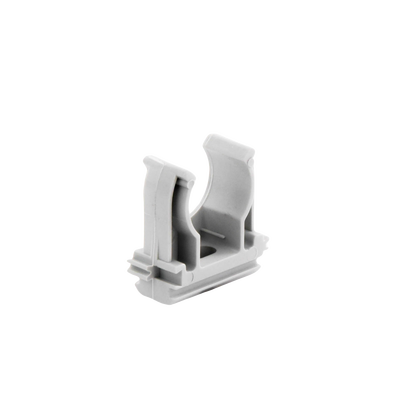 Soporte de presión (Abrazadera), PVC Auto-extinguible, abierto para tubería de 20 mm Soporte de presión (Abrazadera), PVC Auto-extinguible, abierto para tubería de 20 mm