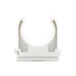 Soporte de presión (Abrazadera), PVC Auto-extinguible, abierto para tubería de 25 mm Soporte de presión (Abrazadera), PVC Auto-extinguible, abierto para tubería de 25 mm