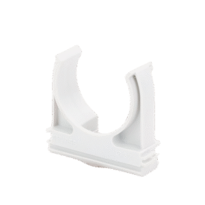 Soporte de presión (Abrazadera), PVC Auto-extinguible, abierto para tubería de 32 mm Soporte de presión (Abrazadera), PVC Auto-extinguible, abierto para tubería de 32 mm