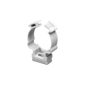 Soporte de collar (Abrazadera), PVC Auto-extinguible, cerrado para tubería de 50 mm Soporte de collar (Abrazadera), PVC Auto-extinguible, cerrado para tubería de 50 mm