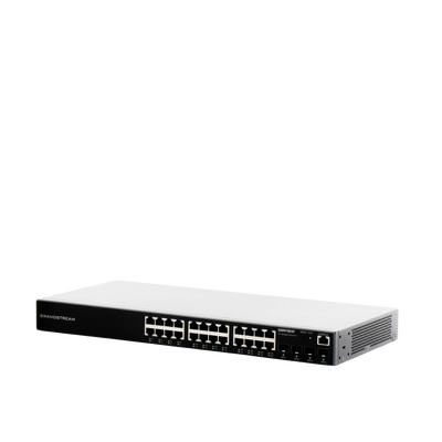 Switch Gigabit PoE+ Administrable / 24 puertos 10/100/1000 Mbps + 4 Puertos SFP Uplink / Hasta 360W / Compatible con GWN Cloud.
