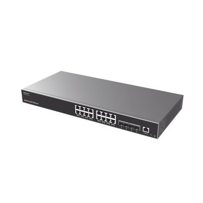 Switch Capa 3 PoE+ Administrable / 16 puertos 10/100/1000 Mbps + 4 Puertos SFP+ de 10 Gigabits / Hasta 240W / Compatible con GWN Cloud.