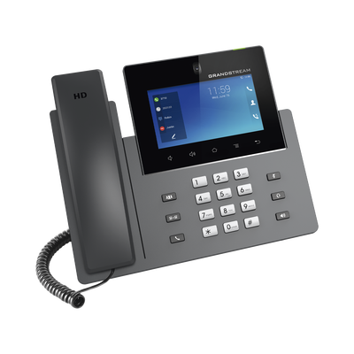 Teléfono IP Android 11, 16 líneas SIP con 12 cuentas, pantalla táctil 5", puertos Gigabit, Wi-Fi, Bluetooth, PoE, codec Opus, IPV4/IPV6 con gestión en la nube GDMS