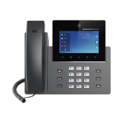 Teléfono IP Android 11, 16 líneas SIP con 12 cuentas, pantalla táctil 5", puertos Gigabit, Wi-Fi, Bluetooth, PoE, codec Opus, IPV4/IPV6 con gestión en la nube GDMS