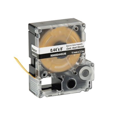 Casete de Etiquetas Continuas Termorretráctil 11.2 mm. de ancho x 2.4 m. de Largo. Poliolefina Amarilla