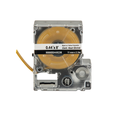 Casete de Etiquetas Continuas Termorretráctil 11.2 mm. de ancho x 2.4 m. de Largo. Poliolefina Amarilla
