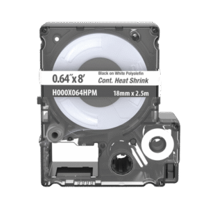 Casete de Etiquetas de Poliolefina de Cinta Continua, Tubo Termocontráctil, 16.3 mm (0.64") de Ancho y 2.4 m (8') de largo, Para Cables de 5.3 a 10.9 mm (8 - 2 AWG) de Diámetro, Color Blanco