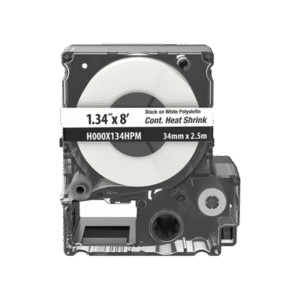 Casete de Etiquetas de Poliolefina de Cinta Continua, Tubo Termocontráctil, 34 mm (1.4") de Ancho y 2.4 m (8') de largo, Para Cables de 11 a 17.27 mm (4 AWG-250 MCM) de Diámetro, Color Blanco