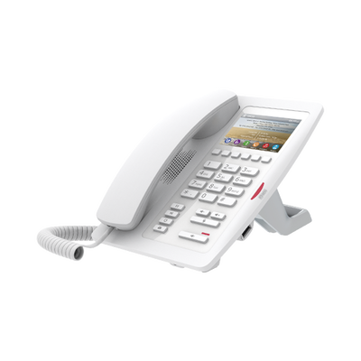 (H5 Color Blanco)Teléfono para Hotelería, profesional de gama alta con pantalla LCD de 3.5 pulgadas a color, 6 teclas programables para servicio rápido (Hotline) PoE