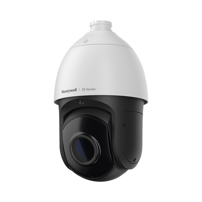 PTZ IP 5 Megapixel / 30X Zoom / 150 mts IR / Ultra Baja Iluminación / H.265 / IA (Filtro de Humanos y Vehiculos) / Merodeo / PoE+ / Exterior IP67 / IK10 / ONVIF / NDAA / Serie 35 / 256 GB microSD / Audio I/O / Alarma I/O / Honeywell Security