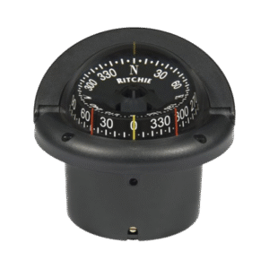Brújula en color negro para timonel, con iluminación nocturna color verde.