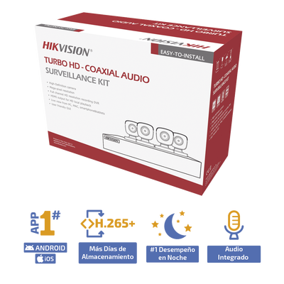 (MICRÓFONO INTEGRADO) KIT TURBOHD 5 Megapixel / DVR 4 Canales / 4 Cámaras Bala con Micrófono Integrado (exterior 2.8 mm) / Fuente de Poder / Accesorios de Instalación (MICRÓFONO INTEGRADO) KIT TURBOHD 5 Megapixel / DVR 4 Canales / 4 Cámaras Bala con Micrófono Integrado (exterior 2.8 mm) / Fuente de Poder / Accesorios de Instalación