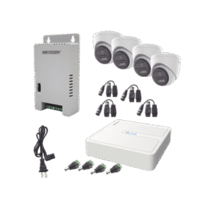 Kit HiLook Audio Bidireccional TurboHD 1080p / DVR 4 Canales / 4 Cámaras Eyeball (Exterior) con Bocina y Microfóno Integrado / 1 Fuente de Poder / Accesorios