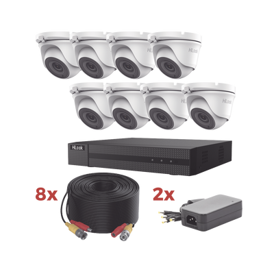 Kit TurboHD / DVR 8 Canales 1080p Lite / 8 Cámaras turret 1080p metalicas / 8 cables de 20 metros / 2 fuentes de 4 canales Kit TurboHD / DVR 8 Canales 1080p Lite / 8 Cámaras turret 1080p metalicas / 8 cables de 20 metros / 2 fuentes de 4 canales