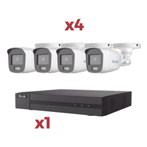 [Kit] DVR 4 Canales TurboHD + 1 Canal IP / 2 Megapixel (1080pLite) / AcuSense Lite / Audio por coaxitron / 1 Bahia de disco duro / 4 Cámaras 2 Megapixel tipo Bala / ColorVu Lite + Microfono Integrado