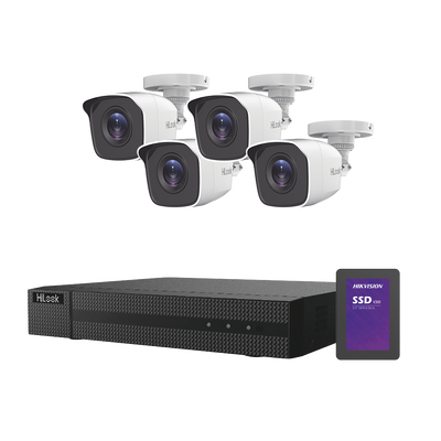 KIT TurboHD 1080p + SSD de 500 GB / DVR 4 canales / 4 Cámaras Bala de Metal / Fuente de Poder / Accesorios de Instalación KIT TurboHD 1080p + SSD de 500 GB / DVR 4 canales / 4 Cámaras Bala de Metal / Fuente de Poder / Accesorios de Instalación