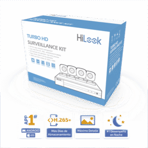 KIT TurboHD 1080p / DVR 8 canales con H.265+ / 4 Cámaras Bala Metálicas / Fuente de Poder / Accesorios de Instalación