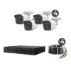 KIT TurboHD 1080p / DVR 8 canales con H.265+ / 4 Cámaras Bala Metálicas / Fuente de Poder / Accesorios de Instalación