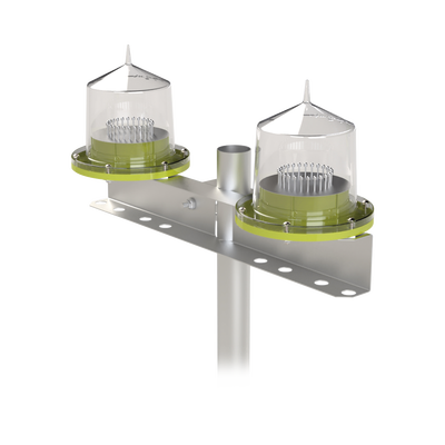 Base Doble para Lámpara de Obstrucción EI-GSLSE. Compatible con tubo hasta 1-1/4".