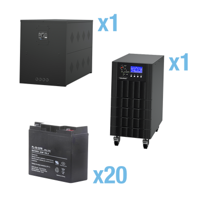UPS Trifásico de 15 kVA/15 kW, Topología Online Doble Conversión, Voltaje de 208/220 Vca de L-L, Respaldo de 5 Minutos al 100% de Carga, Incluye Módulo y Banco de Baterías