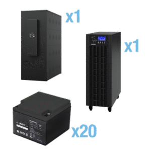 UPS Trifásico de 20 kVA/18 kW, Topología Online Doble Conversión, Voltaje de 208/220 Vca de L-L, Respaldo de 5 Minutos al 100% de Carga, Incluye Módulo y Banco de Baterías