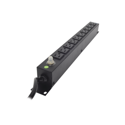Tomacorriente Horizontal (PDU) de 10 Contactos (NEMA 5-15R) Rack 19" 1UR. Voltaje Entrada/Salida: 120Vca/15A Tomacorriente Horizontal (PDU) de 10 Contactos (NEMA 5-15R) Rack 19" 1UR. Voltaje Entrada/Salida: 120Vca/15A