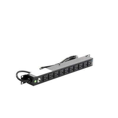 Tomacorriente Horizontal (PDU) de 10 Contactos (NEMA 5-15R) Rack 19" 1UR. Voltaje Entrada/Salida: 120Vca/15A Tomacorriente Horizontal (PDU) de 10 Contactos (NEMA 5-15R) Rack 19" 1UR. Voltaje Entrada/Salida: 120Vca/15A