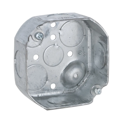 Caja Octagonal de 4" / Profundidad 1 1/2" / 6 Entradas de 3/4", 2 Entradas de 1/2" / Troquelada. Caja Octagonal de 4" / Profundidad 1 1/2" / 6 Entradas de 3/4", 2 Entradas de 1/2" / Troquelada.