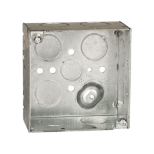Caja Cuadrada Galvanizada de 4 x 4" / Profundidad 2 1/8 / 11 Entradas de 3/4" y 1 de 1/2".