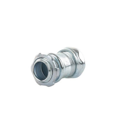 Conector Recto Compresión de Acero Galvanizado para Pared Delgada de 1/2" .