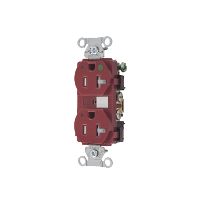 Contacto Duplex de 20 A 125 V CA/ A prueba de Manipulaciones / Nema 5-20R / Grado Hospitalario / Color Rojo.