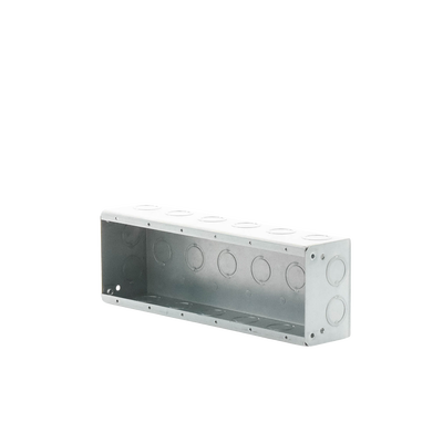 Caja de 6 Gang/Profundidad 2 1/2"/28 Entradas 1/2"-3/4". Caja de 6 Gang/Profundidad 2 1/2"/28 Entradas 1/2"-3/4".