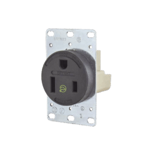 Receptáculo Individual de 50 A 250 V / 2 Polos 3 Hilos/ Nema 6- 50 R / Color Negro/ Grado Industrial-Comercial.