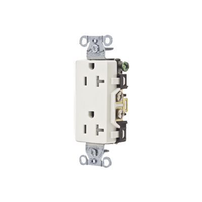 Contacto Duplex Decorador 20 A 125V / Resistente a manipulaciones / 2 Polos 3 Hilos/ Nema 5-20 R / Color Blanco / Grado Industrial.