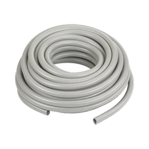 Manguera hermética tipo PolyTuff no metálica, gris de 3/8"/ 100 Pies / Aprobada para uso subterráneo y exteriores.
