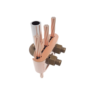 Conector Mecánico para 3 Cables para Calibre 2/0 AWG - 250 KCMIL a Tubería de 3/8" o Varilla 5/8" - 3/4".
