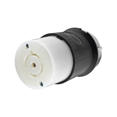 Conector Industrial con Bloqueo de Media Vuelta / 20 A 120/208 V CA / 4 Polos 5 Hilos / Color Blanco y Negro / Nema L21-20R/ Grado Industrial. Conector Industrial con Bloqueo de Media Vuelta / 20 A 120/208 V CA / 4 Polos 5 Hilos / Color Blanco y Negro / Nema L21-20R/ Grado Industrial.