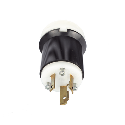 Clavija Industrial con Bloqueo de Media Vuelta / 30 A 250 V CA / 2 Polos 3 Hilos / Color Blanco y Negro / Nema L6-30P. Clavija Industrial con Bloqueo de Media Vuelta / 30 A 250 V CA / 2 Polos 3 Hilos / Color Blanco y Negro / Nema L6-30P.