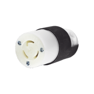 Conector Industrial con Bloqueo de Media Vuelta / 15 A 125 V CA / 2 Polos 3 Hilos / Color Blanco y Negro / Nema L5-15R. Conector Industrial con Bloqueo de Media Vuelta / 15 A 125 V CA / 2 Polos 3 Hilos / Color Blanco y Negro / Nema L5-15R.
