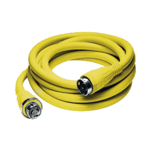 Conjunto de Cable con Extremos Macho y Hembra / 50 A 125/250 V CA / 3 Polos 4 Hilos / Color Amarillo / Grado Marino. Conjunto de Cable con Extremos Macho y Hembra / 50 A 125/250 V CA / 3 Polos 4 Hilos / Color Amarillo / Grado Marino.