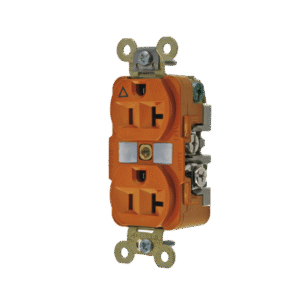 Contacto Dúplex Conexión a Tierra Aislada/ 20 A 125 V/ 2 polos 3 Hilos/ Color Naranja/ Nema 5- 20R/ Grado Industrial.