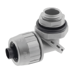 Conector Multi Posición de Nylon de 1/2" para Tubería Liquidtight Polytuff. Conector Multi Posición de Nylon de 1/2" para Tubería Liquidtight Polytuff.