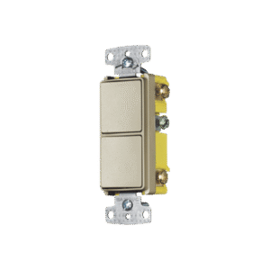 Interruptor Residencial 15 A 120-277 V / 2 Bases Unipolares / Cableado lateral / Color Marfil.